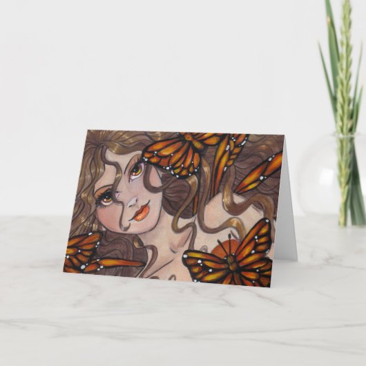 "Monarch Fairy" blanco fantasie wenskaart Kaart (Voorkant)