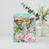Monarch Fairy tussen de Rozen Briefkaart (Staand voorkant)