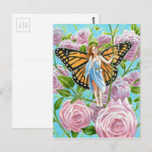 Monarch Fairy tussen de Rozen Briefkaart (Voorkant / Achterkant)