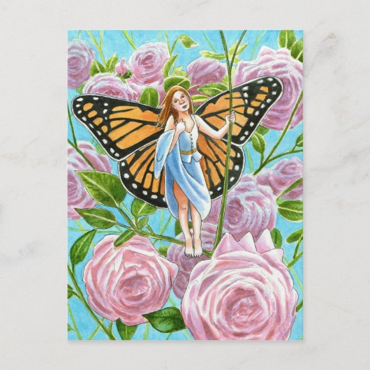 Monarch Fairy tussen de Rozen Briefkaart (Voorkant)