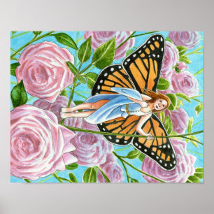Monarch Fairy tussen de Rozen Poster