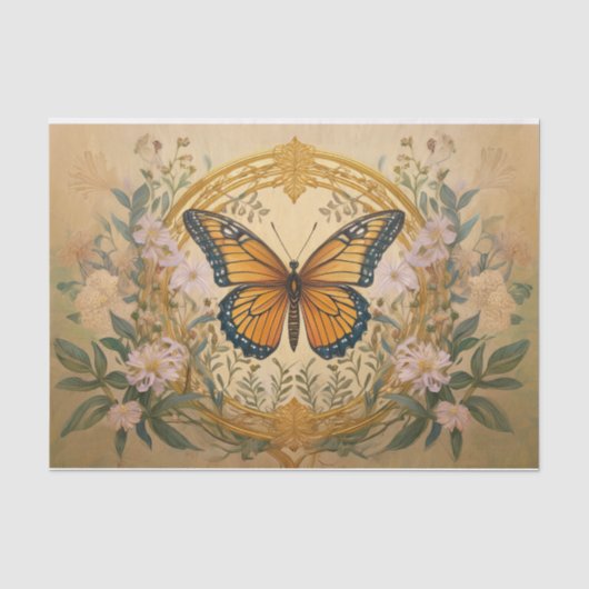 Monarch gesponnen goud, mooi formeel ontwerp tissuepapier (Voorkant)