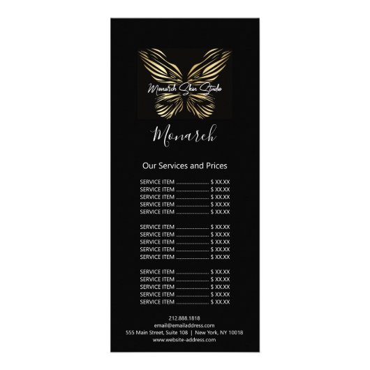 Monarch Hair Makeup Lashes Nail Wax Logo Black Reclamekaart (Achterkant)