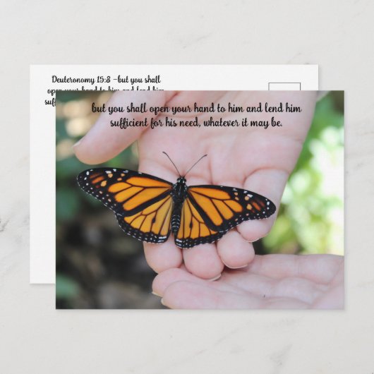 Monarch in open handen Deuteronomium 15:8 Briefkaart (Voorkant / Achterkant)