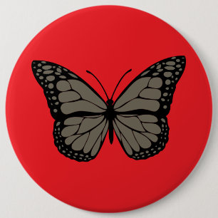 Monarch Majesteit Buttonnen – Levendige Vlindervle Ronde Button 6,0 Cm