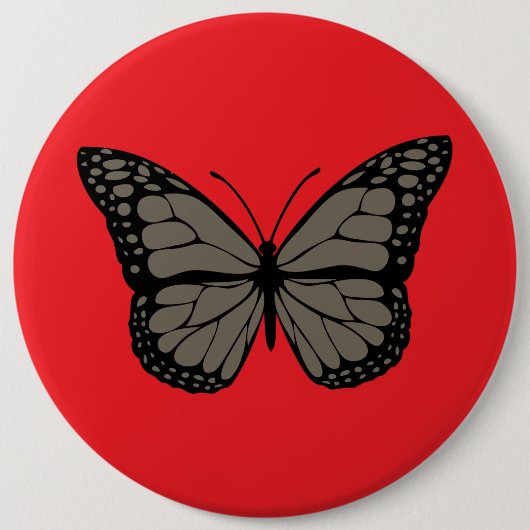 Monarch Majesteit Buttonnen – Levendige Vlindervle Ronde Button 6,0 Cm (Voorkant)