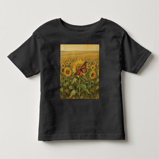 Monarch met zonnebloemen kinder shirts (Voorkant)