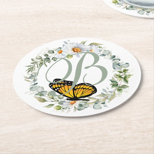Monarch Monogram Papier Onderzetter (Gebogen)
