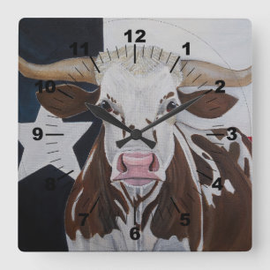 Monarch of the Rangeland Schilderij van Alfred Fox Vierkante Klok