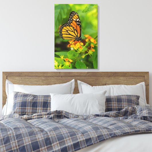 Monarch op Lantana Canvas Afdruk (Insitu (Slaapkamer))
