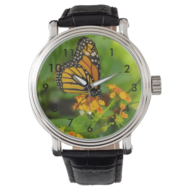 Monarch op Lantana Horloge (Voorkant)