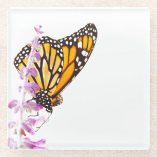 Monarch op lavendel glazen onderzetter