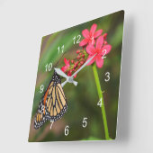 Monarch op Penta-bloemen Vierkante Klok (Hoek)