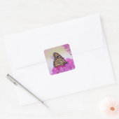 Monarch op Roze - Vlinder Vierkante Sticker (Envelop)