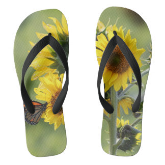Monarch op zonnebloemen Zandalen met drijvende vlo Teenslippers