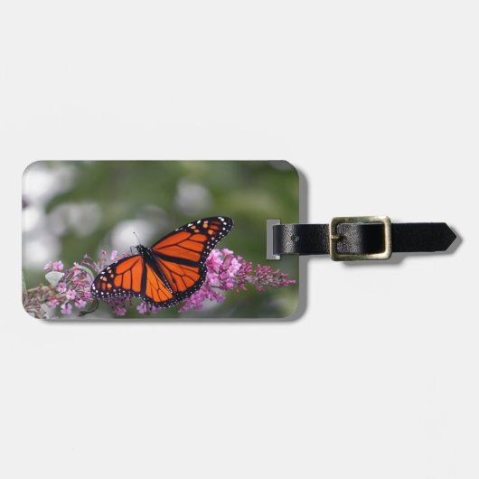 Monarch Oranje Butterfly Floral Foto Bagagelabel (Voorkant horizontaal)