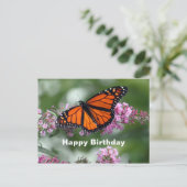 Monarch Oranje Vlinder Bloem Foto Verjaardag Briefkaart (Staand voorkant)