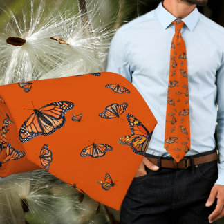 Monarch Pattern Oranje Vlinders Stropdas
