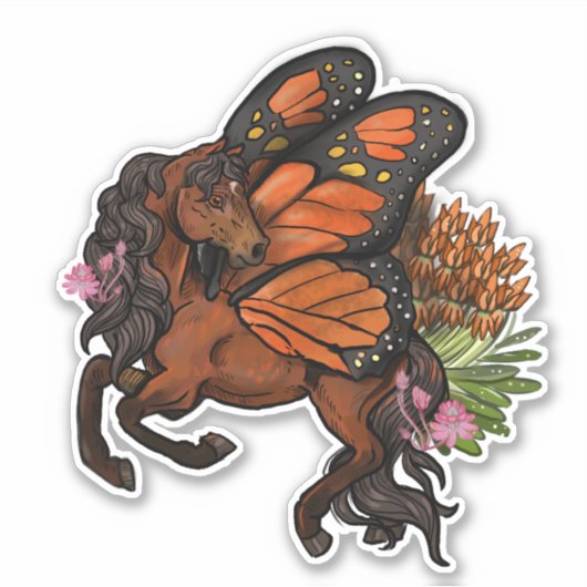 Monarch Pixie Horse Pegasus Sticker (Voorkant)