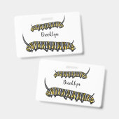 Monarch rups cartoonillustratie badge (Voor- en achterkant)