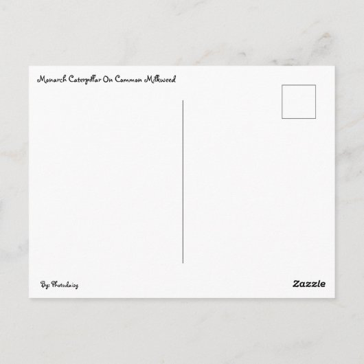 Monarch rups op gemeenschappelijke Milkweed Briefk Briefkaart (Achterkant)