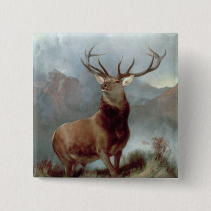 Monarch van de Glen, 1851 Vierkante Button 5,1 Cm