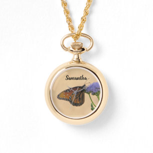 Monarch van Paarse ventilatorNatuur Fotovlinder Horloge