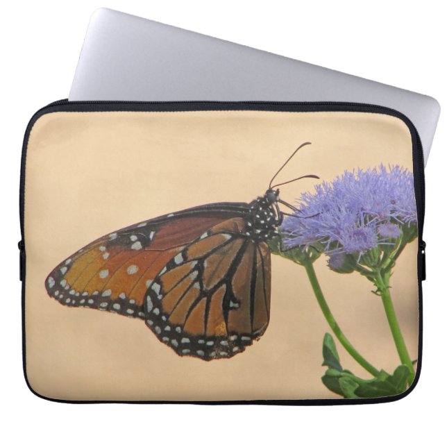 Monarch van Paarse ventilatorNatuur Fotovlinder Laptop Sleeve (Voorkant)