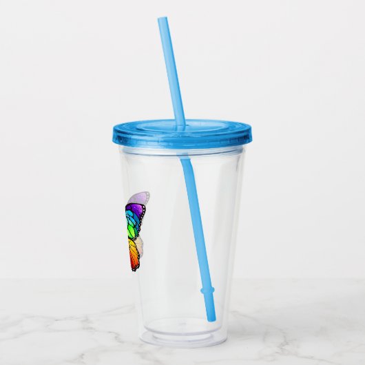 Monarch van regenboogvlinders acryl drinkbeker (Links)