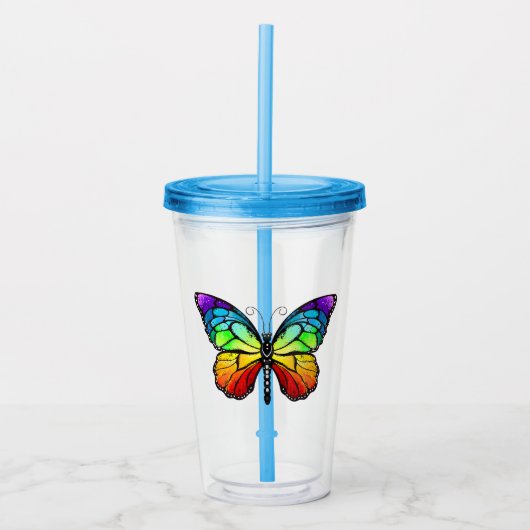 Monarch van regenboogvlinders acryl drinkbeker (Voorkant)