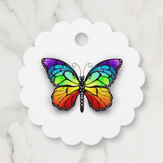 Monarch van regenboogvlinders bedankjes labels (Achterkant)