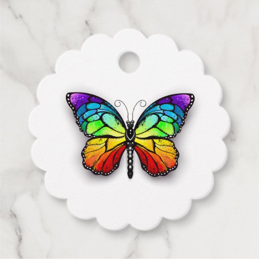 Monarch van regenboogvlinders bedankjes labels (Voorkant)