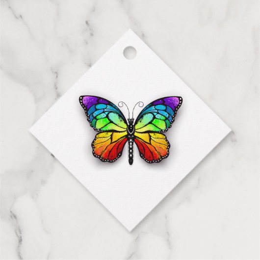 Monarch van regenboogvlinders bedankjes labels (Achterkant)