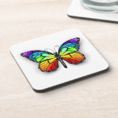 Monarch van regenboogvlinders bier onderzetter (Linkerzijde)