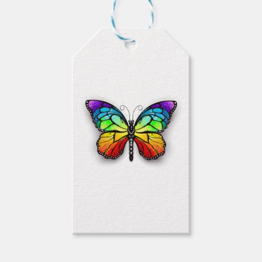 Monarch van regenboogvlinders cadeaulabel (Voorkant)