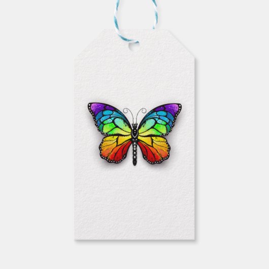 Monarch van regenboogvlinders cadeaulabel (Achterkant)