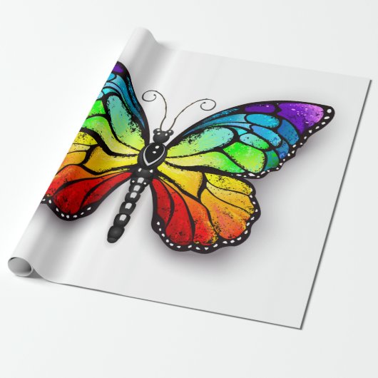 Monarch van regenboogvlinders cadeaupapier (Uitgerold)