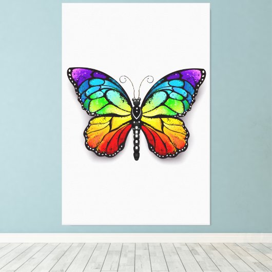 Monarch van regenboogvlinders canvas afdruk (Insitu (Houten vloer))