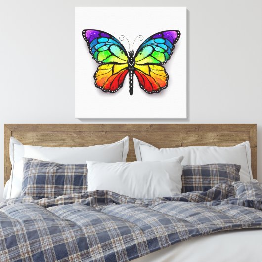 Monarch van regenboogvlinders canvas afdruk (Insitu (Slaapkamer))