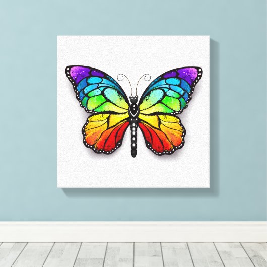 Monarch van regenboogvlinders canvas afdruk (Insitu (Houten vloer))