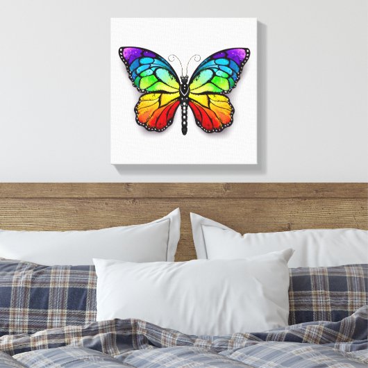 Monarch van regenboogvlinders canvas afdruk (Insitu (Slaapkamer))