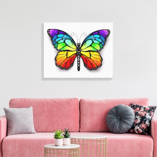 Monarch van regenboogvlinders canvas afdruk (Insitu (Woonkamer))