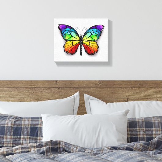 Monarch van regenboogvlinders canvas afdruk (Insitu (Slaapkamer))