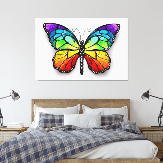 Monarch van regenboogvlinders canvas afdruk (Insitu (Slaapkamer))