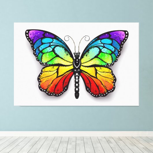 Monarch van regenboogvlinders canvas afdruk (Insitu (Houten vloer))