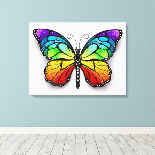 Monarch van regenboogvlinders canvas afdruk (Insitu (Houten vloer))