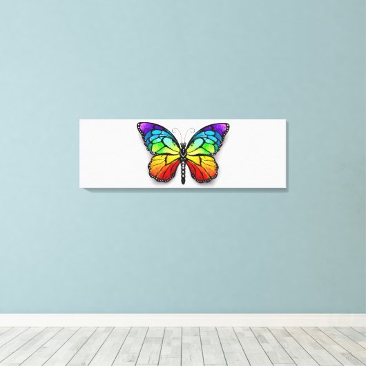 Monarch van regenboogvlinders canvas afdruk (Insitu (Houten vloer))