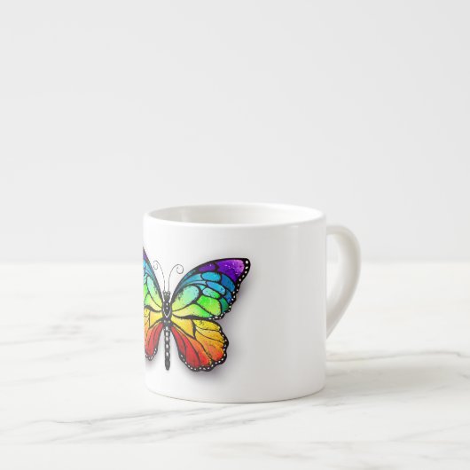 Monarch van regenboogvlinders espresso kop (Voorkant rechts)