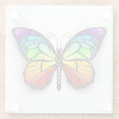 Monarch van regenboogvlinders glazen onderzetter (Achterkant)