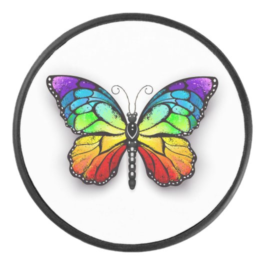 Monarch van regenboogvlinders hockey puck (Voorkant)